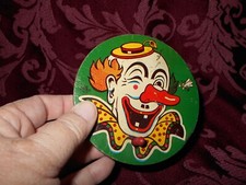 Vintage CLOWN Noisemaker  Wooden Handle Works  Cute