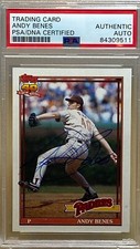 ANDY BENES * PSA AUTO * 1991 TOPPS #307 SIGNED PADRES CARDINALS BASEBALL CARD