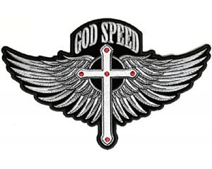 Embroidery Applique Patch Sew Iron Badge God Speed Cross Wings Iron On