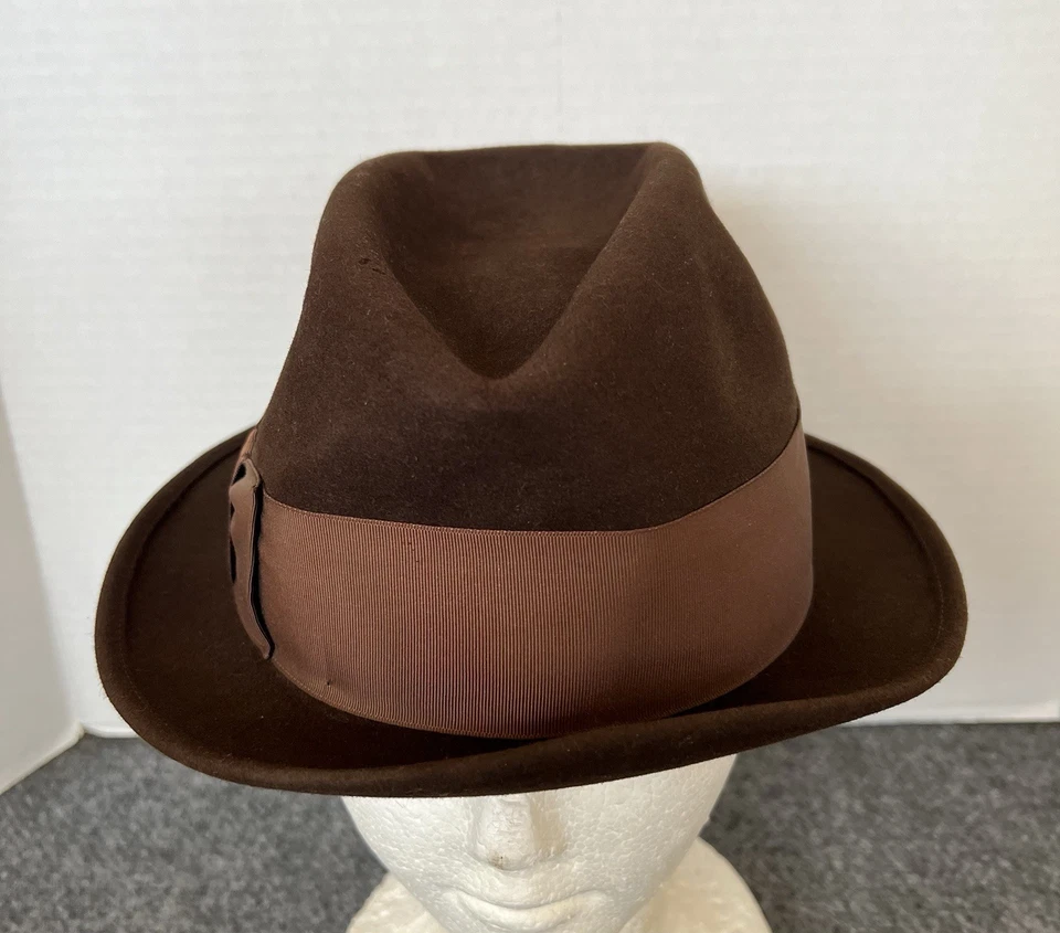 Gorra Royal Stetson De Colección Fedora Para Hombres Talla 7 3/8 Marrón Lana Clásica Informal Foto 4 de 4
