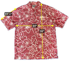 Vintage Quicksilver Hawaiian Shirt Mens XL Short Sleeve Button Up Faded Red