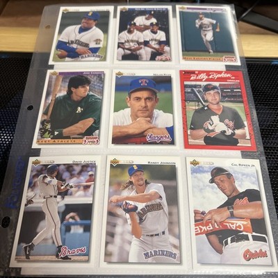 9 Baseball Cards Ken Griffey Jr, Cal Ripken, Nolan Ryan, David Justice And More