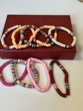 Polymer Clay Heishi bead braclets, 9, multicolors, Surfer braclets.