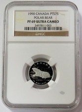 1990 PLATINUM CANADA $75 POLAR BEAR 1/4oz NGC PF 69 ULTRA CAMEO 3410.00 per troy oz