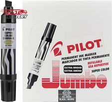 Pilot Super Color Jumbo Refillable Permanent Markers, Black Ink, Extra-Wide Chis