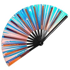 Large Clack Hand Fan Foldable Holographic Rave Accessories for Festival  Foldin