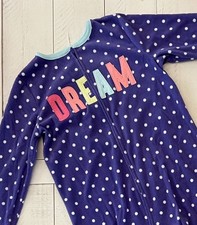 Carters Girls One Piece Fleece DREAM Purple Blue Polkadot Footed Pajamas Size 10