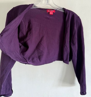 MONSOON PURPLE KNIT BOLERO SHRUG KIMONO DUSTER CARDIGAN SIZE:10