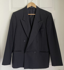 Vtg Mani By Giorgio Armani Double Breasted Pinstripe Blazer Navy Blue Size 40S