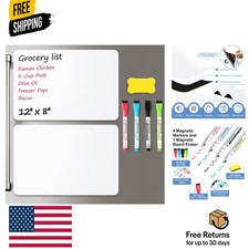 2 Pack Magnetic Dry Erase Board Sheet for Fridge, 12"x8" Erasable Refrigerator
