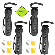 4x Bike Storage Wall Mounted Hook Bicycle Rack Hanger Holder Garage Steel Stand
