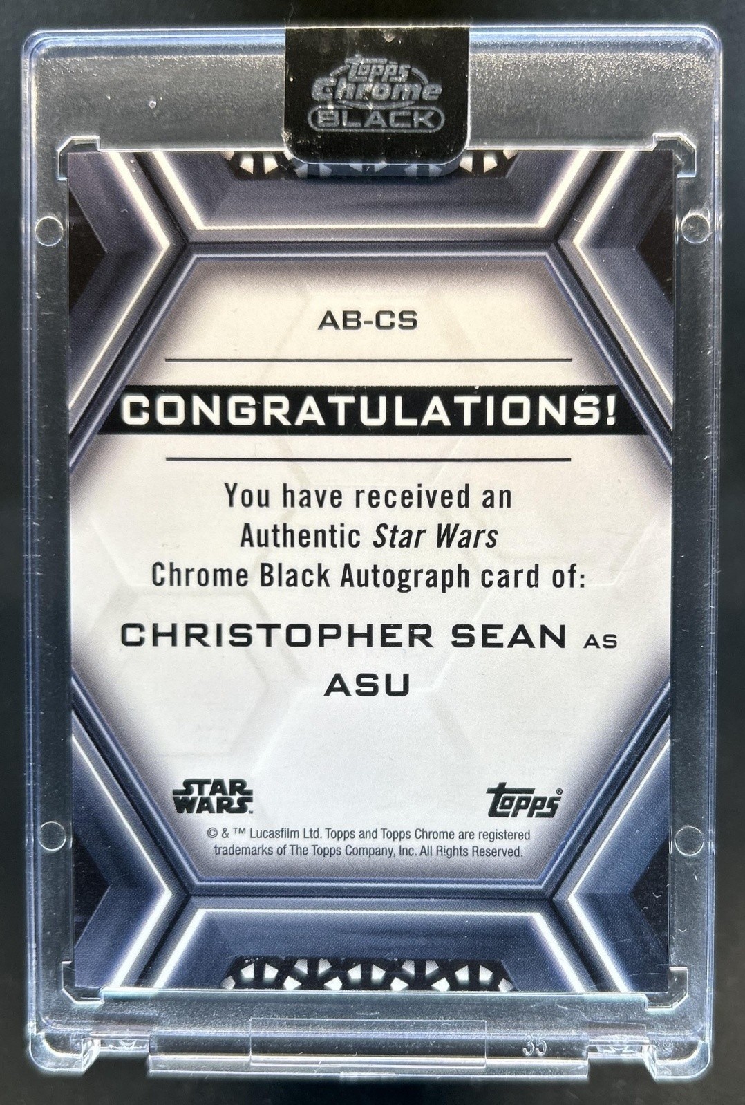 2022 Topps Chrome Black Star Wars Christopher Sean Auto Design B #AB-CS view 2