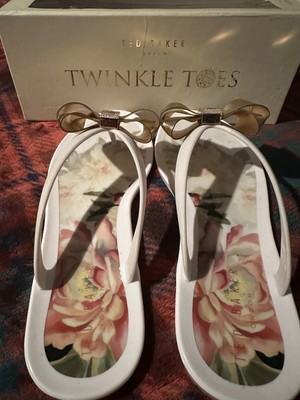 Ted Baker London Rose Gold Bow Floral Twinkle Toes Jelly Flip