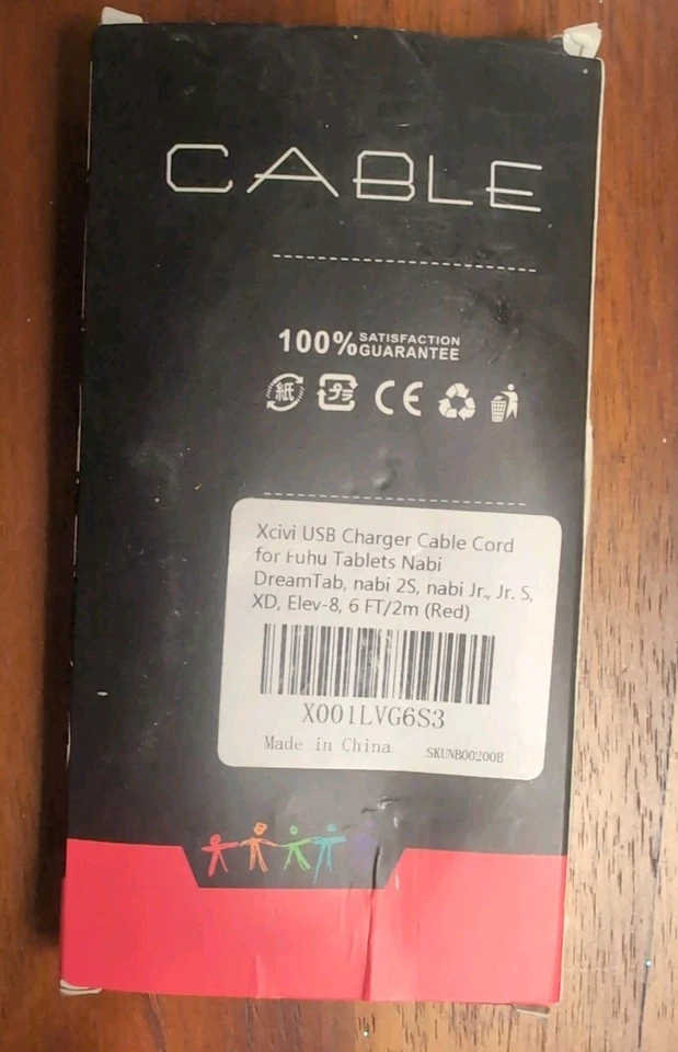 6ft 2m Charge Power Cable for Fuhu Nabi DreamTab Nabi  2S Jr Jr S XD Elev-8 Red - Image 2 of 4