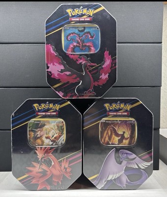 Pokemon TCG: Crown Zenith Tin Set of 3 - Galarian Articuno Zapdos Moltres SEALED