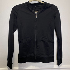 Women s Black Scrubs Jacket Workwear Zip Front Medical Uniform Top Stretch XXS
