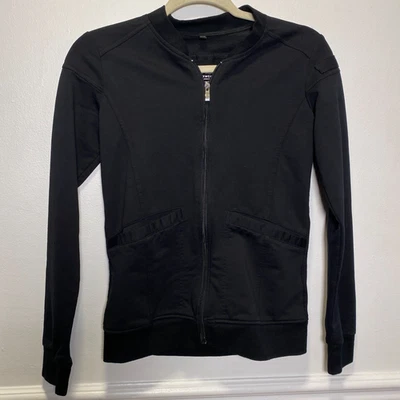 Women’s Black Scrubs Jacket Workwear Zip Front Medical Uniform Top Stretch XXS - Image 1 of 4