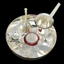 Silver Plated 5 inch Pooja Thali Set for Home...