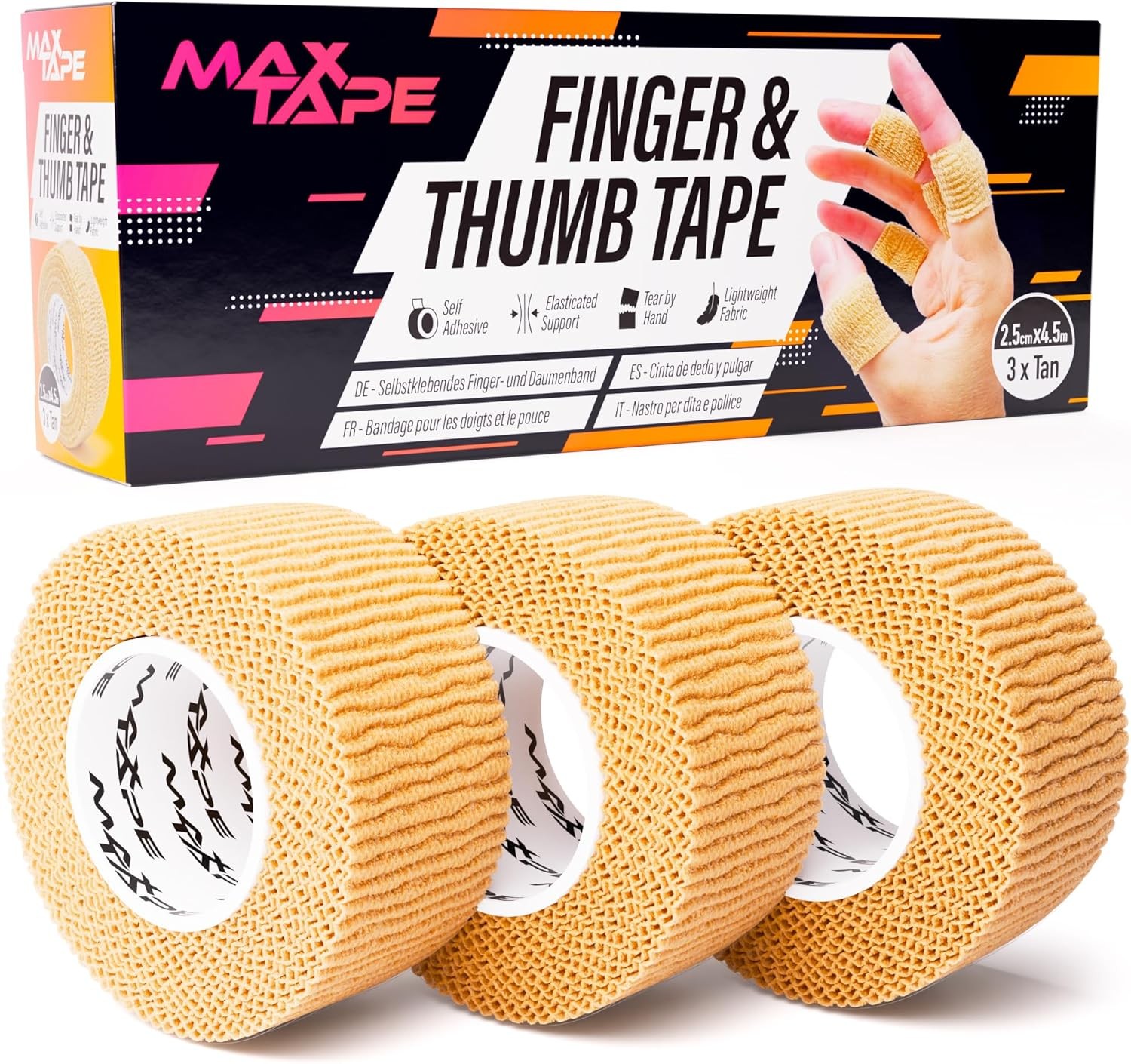 Finger & Thumb Tape 2.5cm x 4.5m - Box of 3