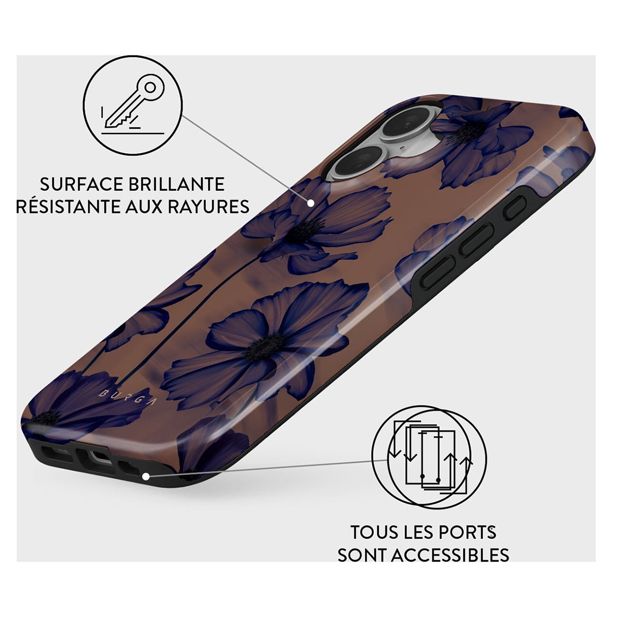 Coque antichoc iPhone 16 Plus protection robuste silicone Velvet Night