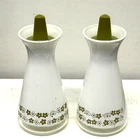 Vintage Corelle Pyrex Crazy Daisy Blossom Salt/Pepper Shakers White Glass