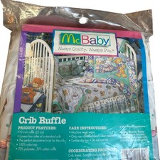 Vintage McBaby Wagon Full of Fun Crib Skirt Ruffle NOS 90s Nursery Bedding