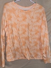Hang Ten UV Protection UPF 50 Floral Rash Guard Shirt Orange White XXL