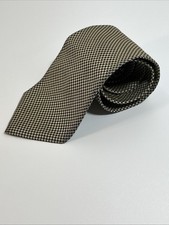 Vtg BROOKS BROTHERS Makers Silk Tie Gold Navy Houndstooth Preppy Men s 3.75 x 57