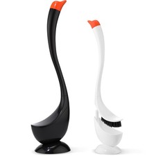 2 Sets Funny Swan Toilet Brush with Holder Bowl and Long Handle Set Ventilate...