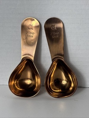 Set of 2 Coffee Scoops 2 Tablespoon 2 Tbsp 1/8 Cup 1 oz Rose Gold Apace Living