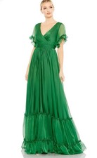 New Mac Duggal Emerald Green Empire Waist Chiffon Gown - Style 67935 - Size 6