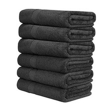 Hotel  Spa 100 Cotton Bath Towels Pack of 6, Pack of 6 24" x 48" Grey.