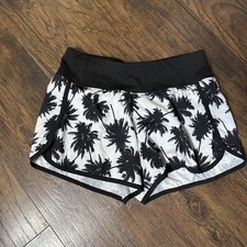 Justice Active Black and White Tropical Palm Athletic Shorts Girl's Size 14/16