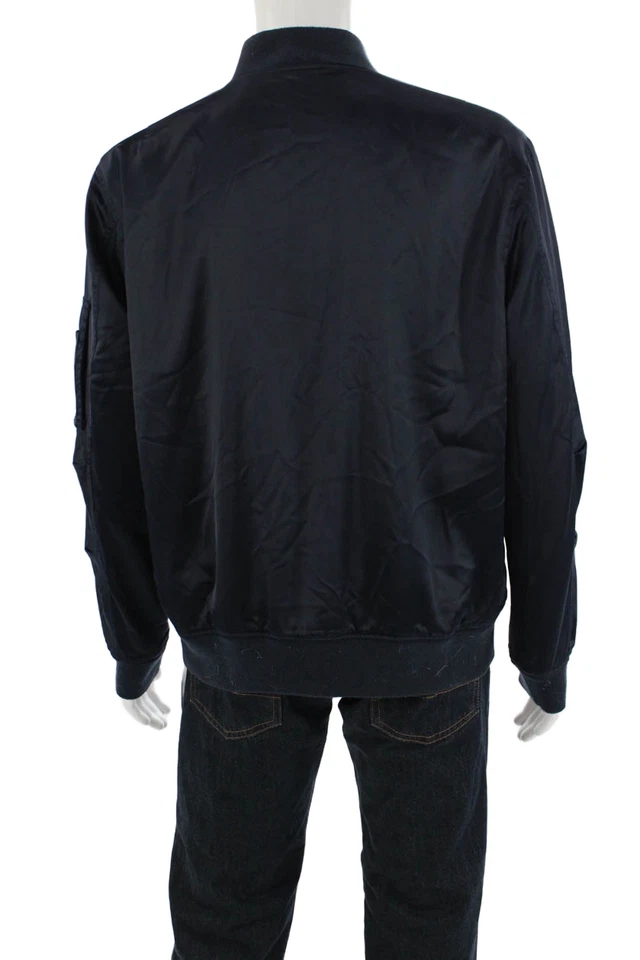Chaqueta Bomber 7 For All Mankind Para Hombres Cremallera Completa Azul Marino Talla Extra Grande Foto 3 de 4