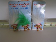 3 little troll dressed like santa two with white hair one with grn PINS by RUSS