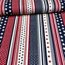 Patriotic Stars and Stripes Fabric BY THE YARD Red, White, and Blue