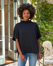 FRANK EILEEN Audrey Funnel Neck Capelet In British Royal Navy O/S Pull Over