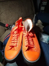 PF Flyers Center Hi Posture Foundation Orange Canvas Sneakers Men 15/Women 16.5