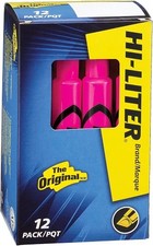HI-LITER R Desk Style Fluorescent Highlighters Fl. Pink Chisel Tip Bulk - 12EA
