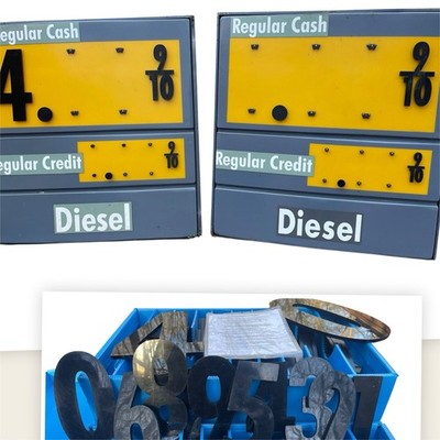 XL Vintage Gas Station Price Signs: Magna Digit Numbers In Two Sizes +2 XLPanels