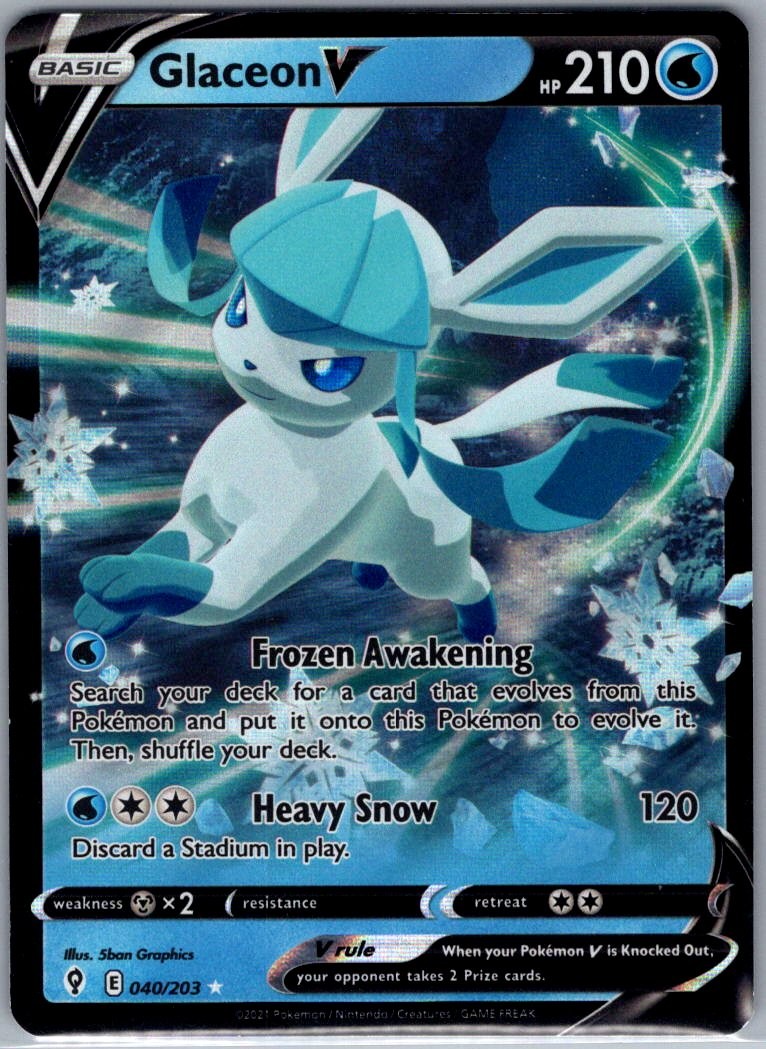 Glaceon V 040/203 SWSH07: Evolving Skies - Pokemon Card - NM