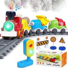 Electric Train Set for Toddlers 3-5 4-8 with Large, Red, Multicolored
