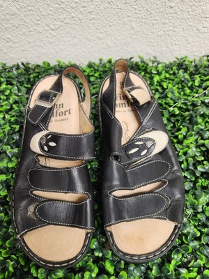 Finn Comfort SALONIKI Black White Adjustable Sandal Womens  Supportive Casual