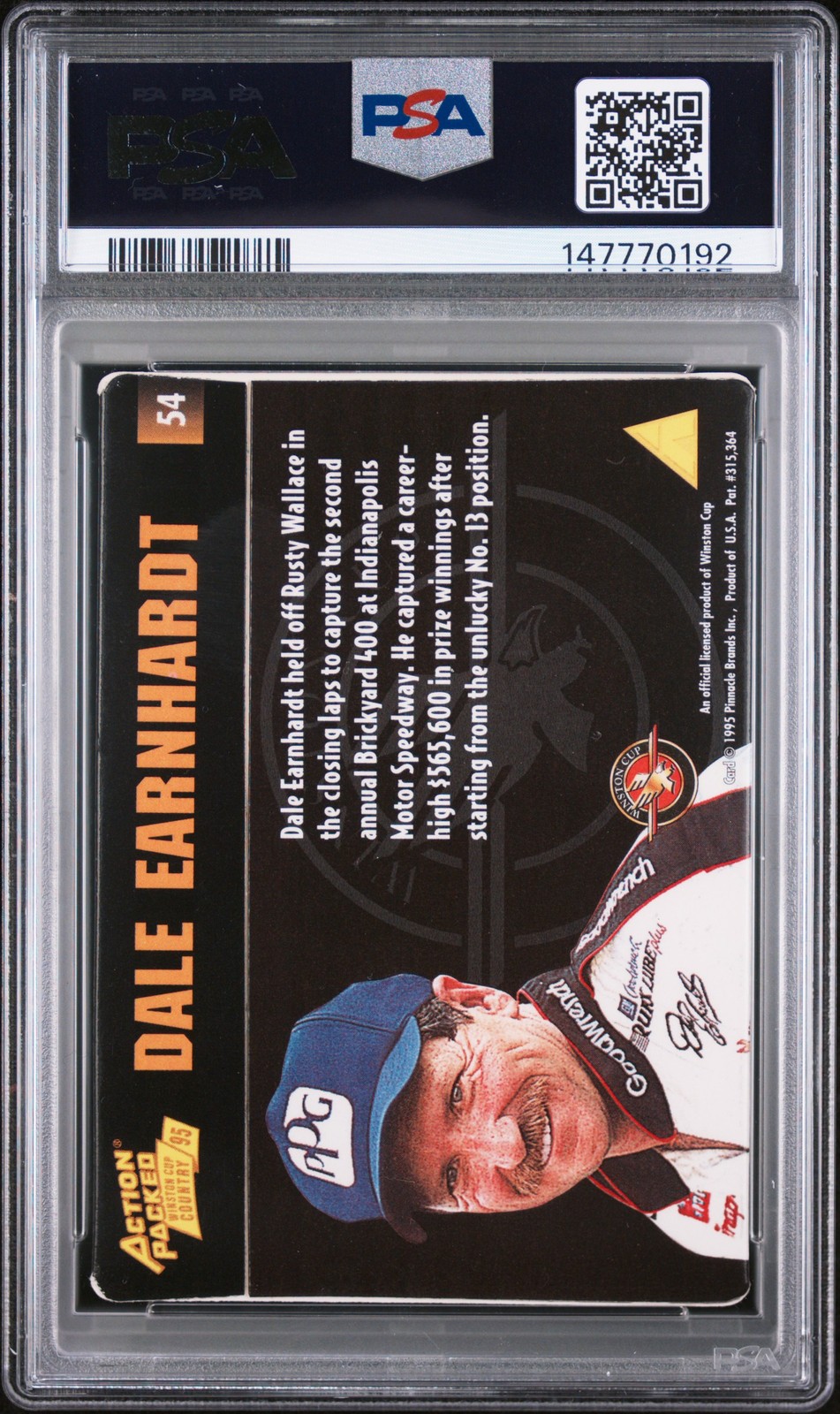 1995 ACTION PACKED COUNTRY #54 DALE EARNHARDT PSA 8 view 2