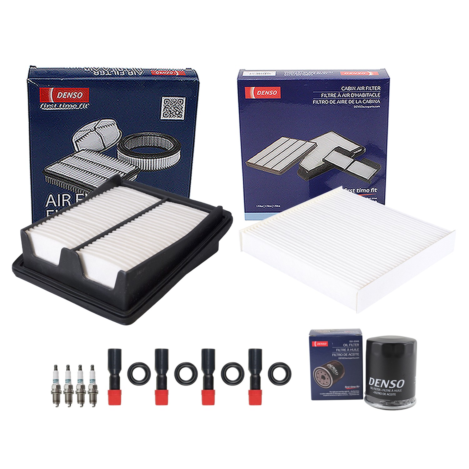 Denso Tune Up Kit 4 Spark Plugs  Boots Kit for Fit 1.5 L4 L15A1 Hatchback 07-08