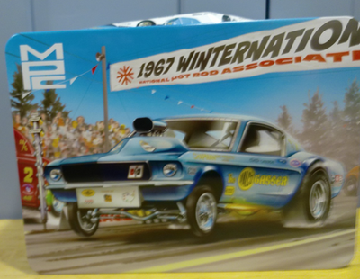 #ad MPC #1027 1 25 SCALE Ohio George Malco Gasser Mustang NEW IN DAMAGED TIN $29.99