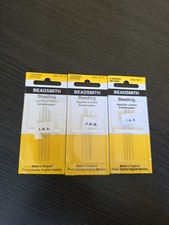 New 3 Beadsmith English Beading Needles Size 10/13, 12 total needles Free Ship