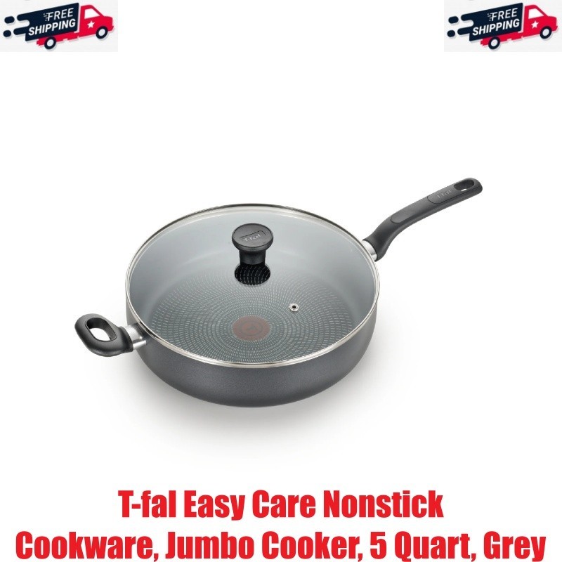 T-fal Easy Care Nonstick Cookware, Jumbo Cooker, 5 Quart, Gr