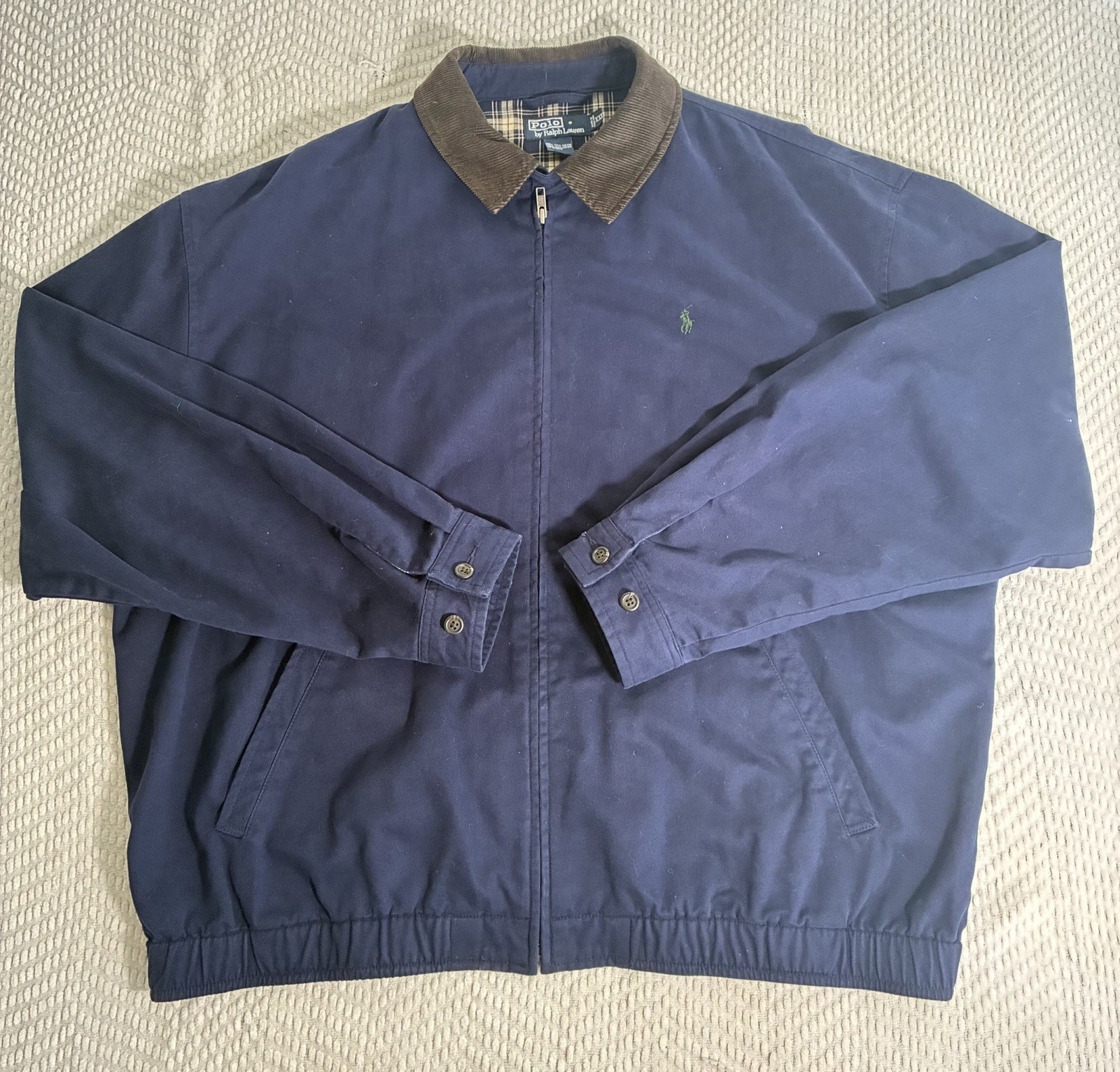 VTG Polo Ralph Lauren JacketMens XXL Blue Harrington Full ZipLined Bi Swing