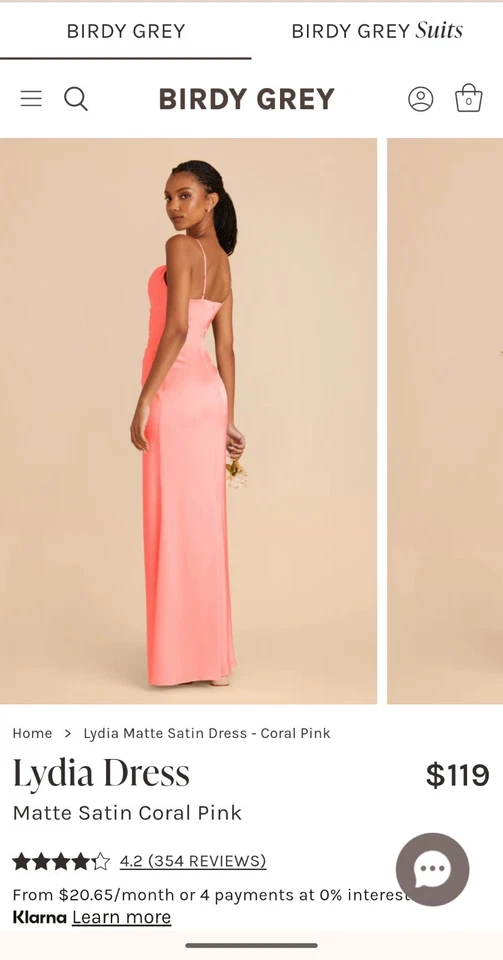 Vestido de Dama de Honor Rosa Satinado Mate Gris Pájaro (Pequeño) Foto 3 de 3